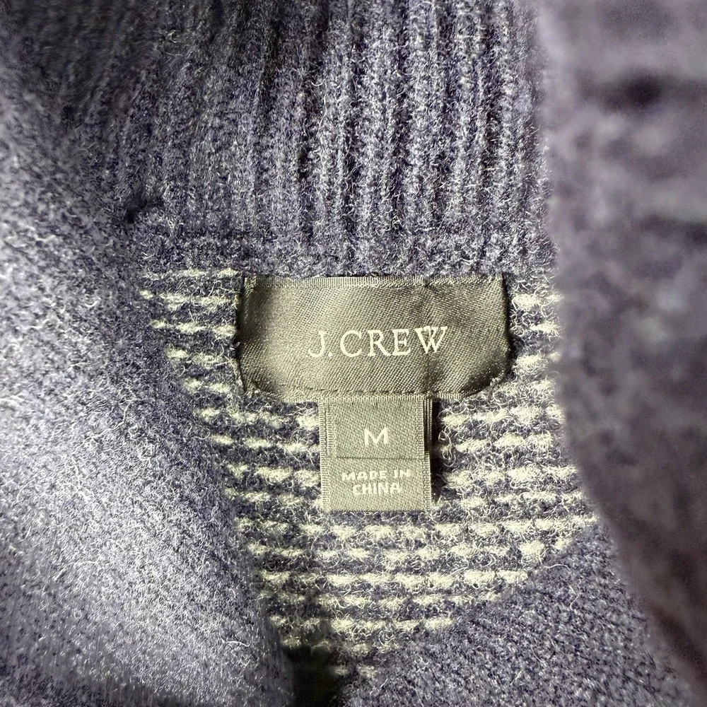 J Crew Sweater Mens Medium Blue‎ Lambs Wool Heavyweight Cowl Neck Pullover